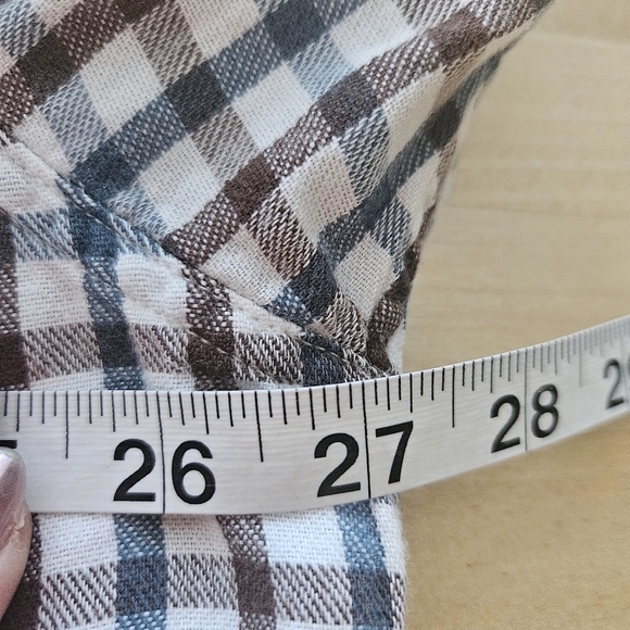 LL Bean Button Up Shirt Adult XL Brown Blue Plaid Flannel Long Sleeve Mens - Picture 7 of 9